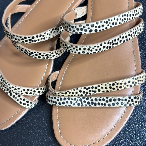 J. Crew Tan and Black Women's Sandals Leopard Animal Print Strappy 8 1/2 - Picture 4 of 8
